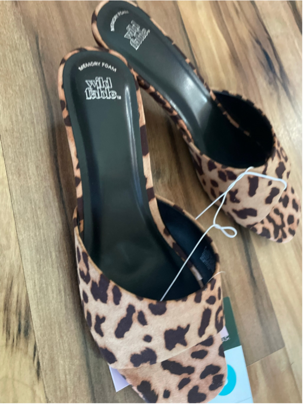 Women's Wild Fable Leopard Print Kitten Heel Sandals Size 8 Brown Black - Picture 10 of 12